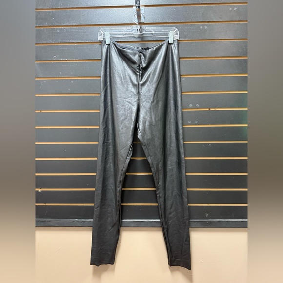 Skims Faux Leather Leggings Black High Waisted XL Stretch Pants - Picture 2 of 5